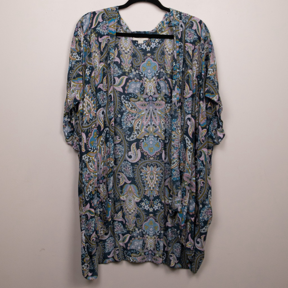 Loft paisley floral print open ruana cover up-M/L